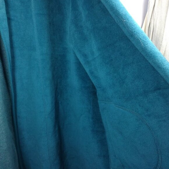 Isaac Mizrahi XL Open Front Cardigan Soft Cozy Fleece Green Pockets Fall Winter - Picture 12 of 16